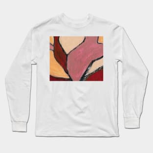 Rose Beige Wine Red Abstract Art Long Sleeve T-Shirt